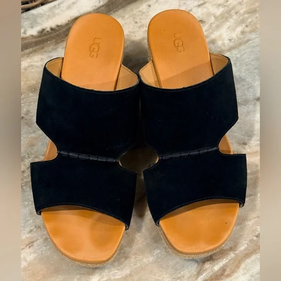 Women’s UGG Eirene black wedge sandals- Size 12 - Picture 4 of 8